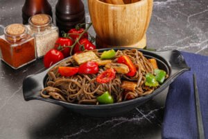 buckwheat soba with eel and vegetavles buckwheat soba with eel and vegetavles